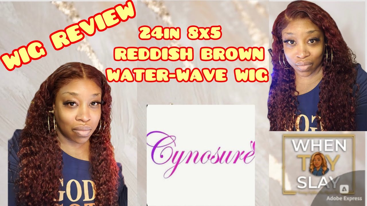 #cynosure - CHECK OUT THIS NATURAL LOOKING 24in 8x5 REDDISH BROWN WATER WAVE PRECUT & BLEACHED WIG