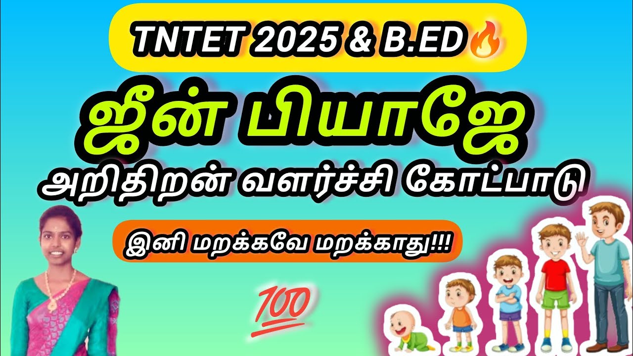 🎓 பியாஜேவின் அறிவாற்றல் வளர்ச்சி கோட்பாடு | Piaget’s Cognitive Development Theory  TNTET  2025