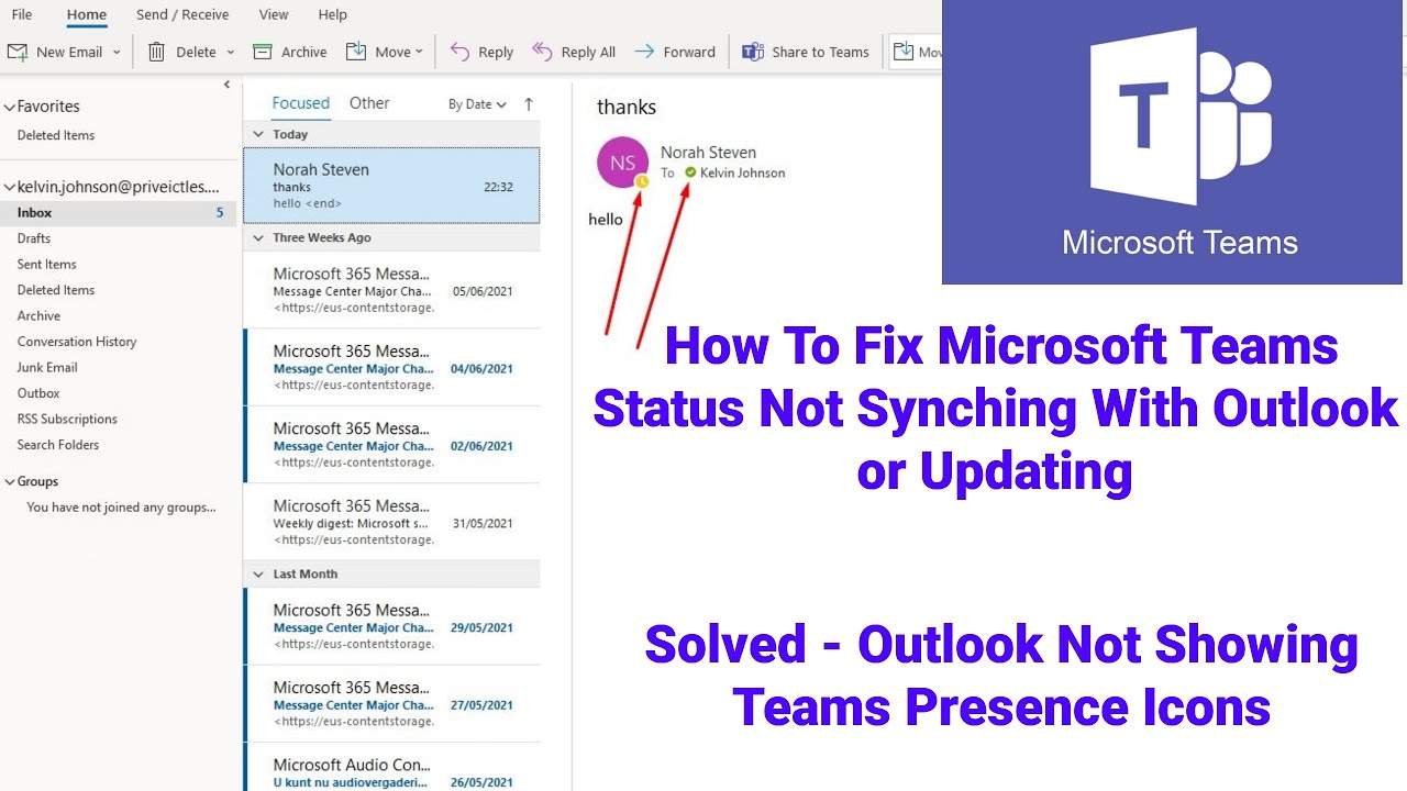 Решено — Outlook не отображает значки присутствия Teams | Исправление — Состояние Teams не синхро...