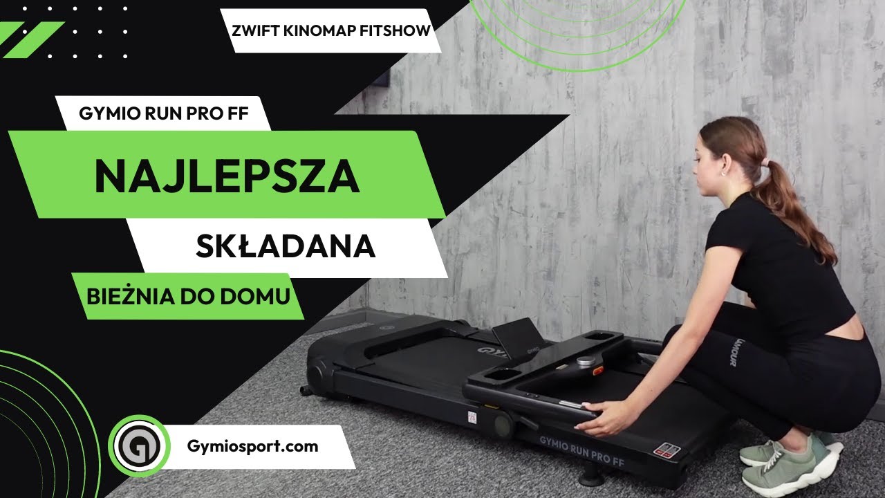 Gymio RunPro FF – Najlepsza składana bieżnia do domu | kompatybilna z Kinomap, Zwift i Fitshow