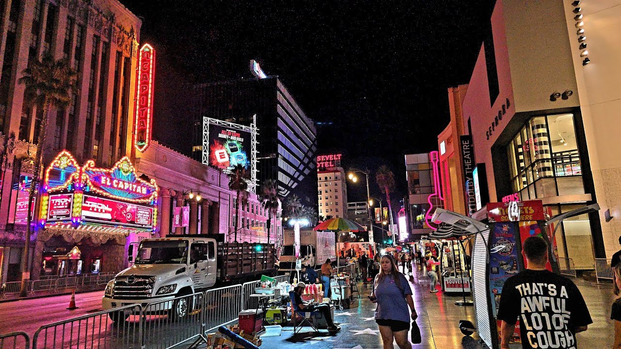 Hollywood Blvd Walking Tour Summer 2025 | POV Night in Los Angeles | Hollywood Walk of Fame ハリウッド散歩