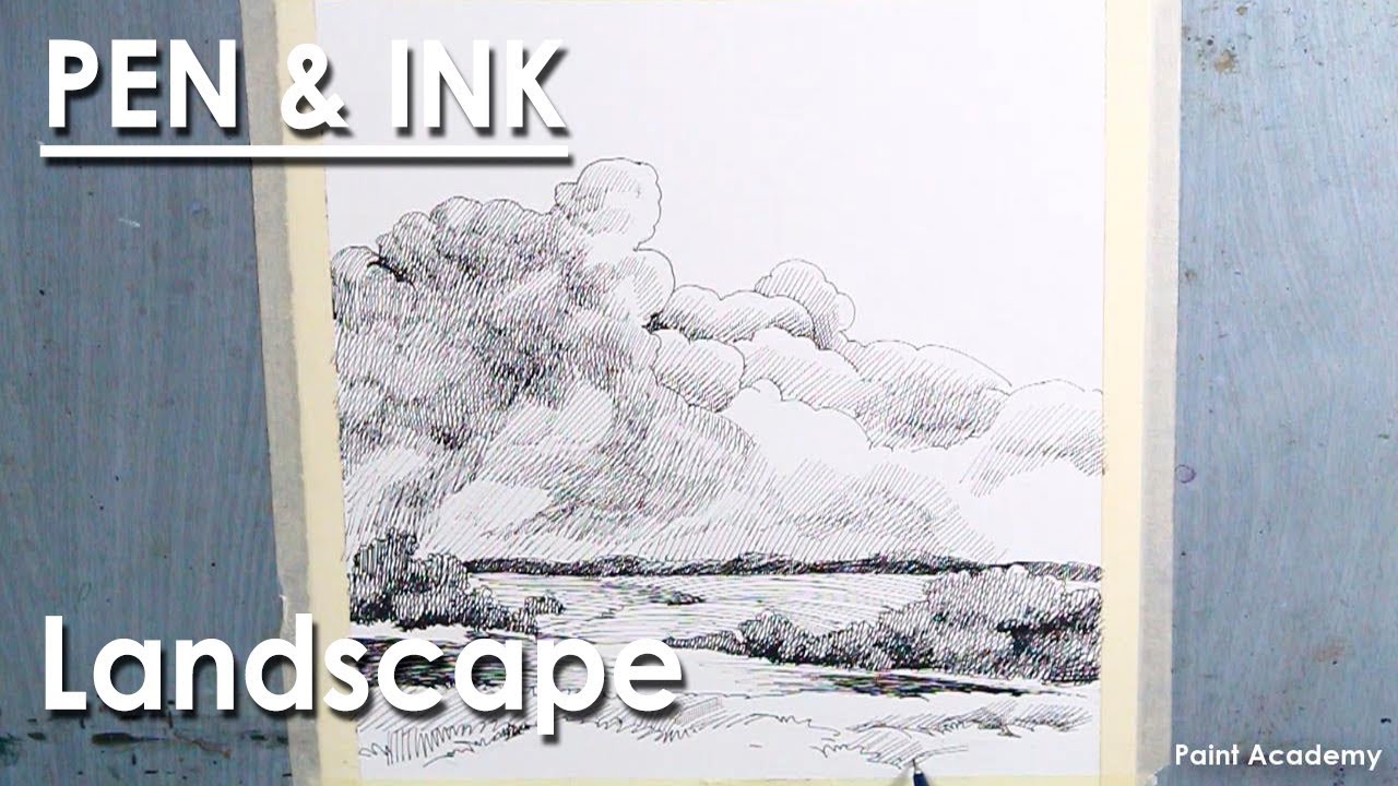 Pen and Ink Drawing : Landscape | Learn How to give strokes