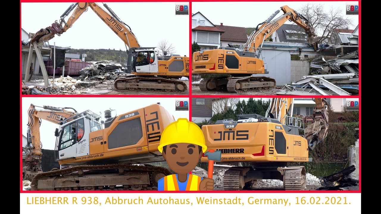 🚧 LIEBHERR R 938 🚧 Abbruch Autohaus / Demolition, Weinstadt, Germany, 16.02.2021.