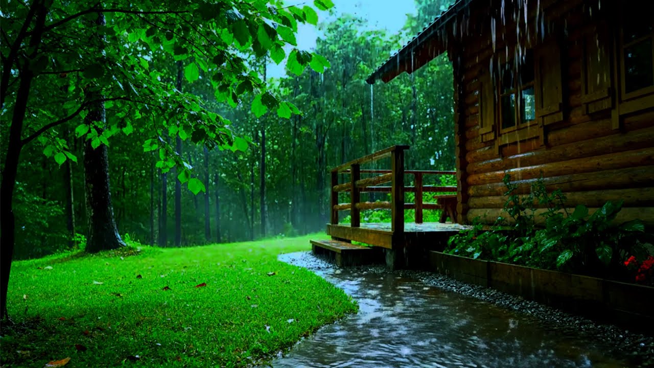 Rainy Days in the COZY CABIN 🌧️ Rainforest Rain Sounds for Sleeping or Studying