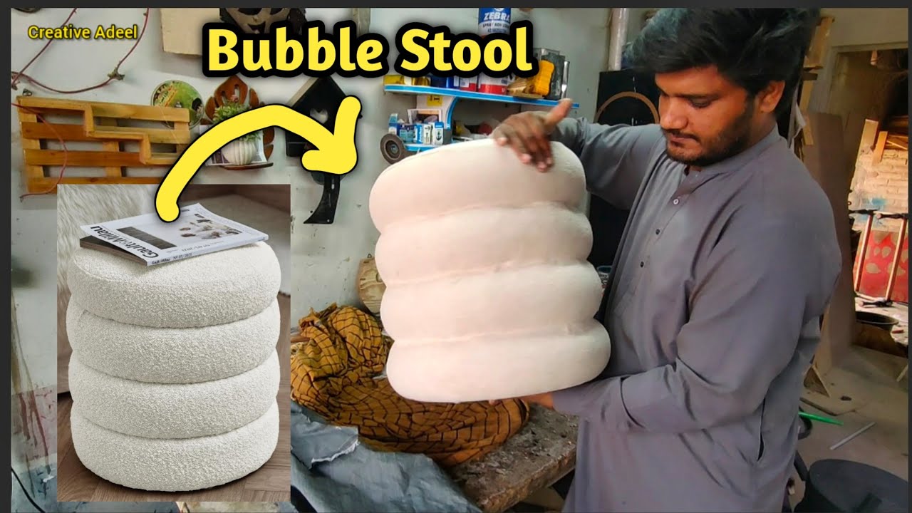 Bobble stool handmade wooden stool unique and beautiful design detail video creative Adeel 