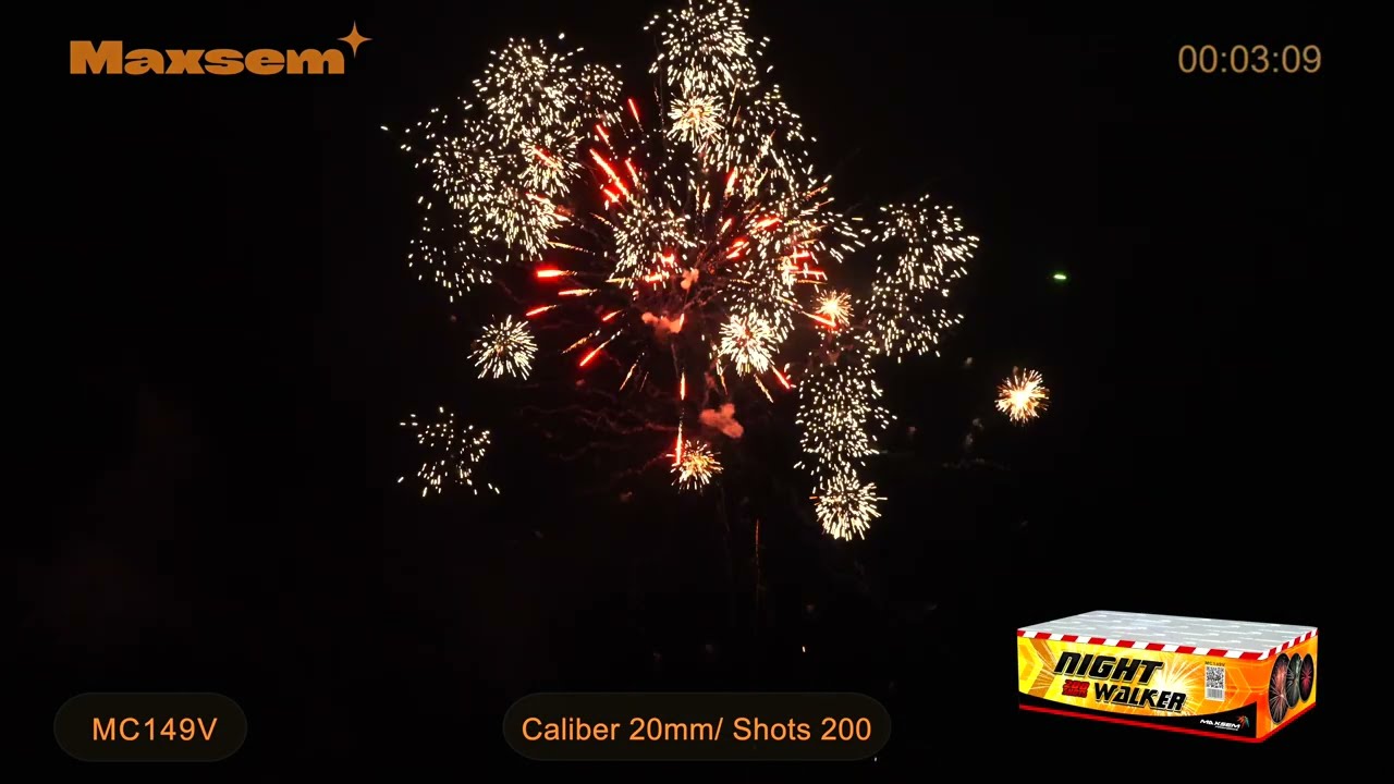 Maxsem Fireworks MC149V Night Walker ( 0.8‘’  200 Shots) #fyp #fireworks #Tonglefireworks