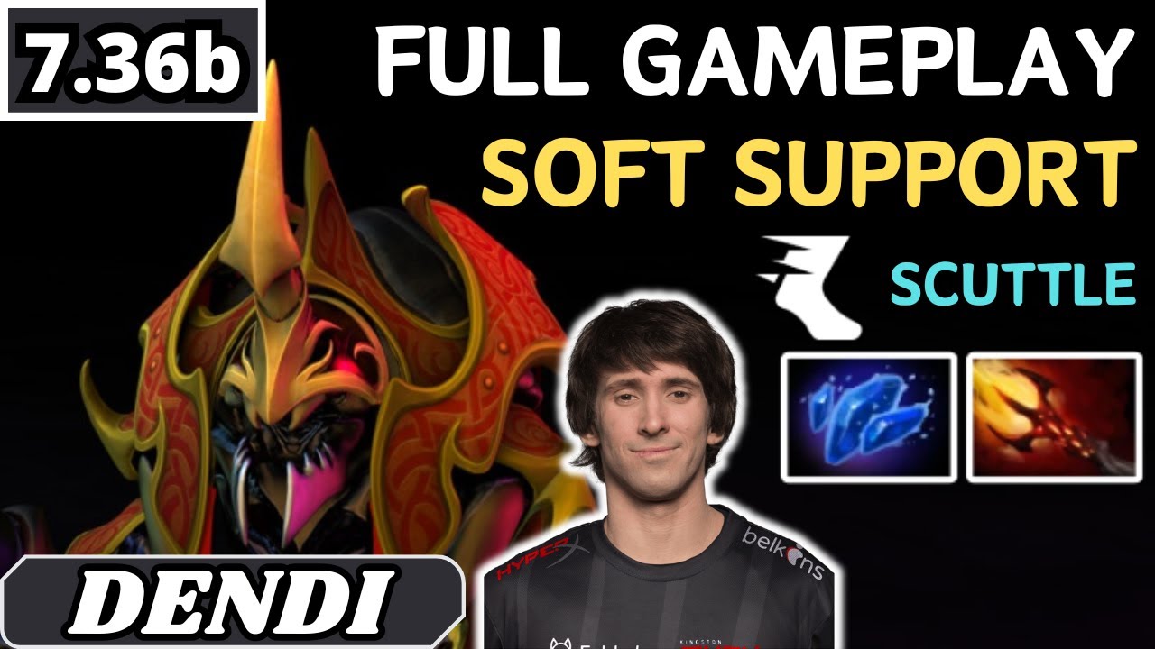 7.36b - Dendi NYX ASSASSIN Soft Support Gameplay 21 ASSISTS - Dota 2 Full Match Gameplay