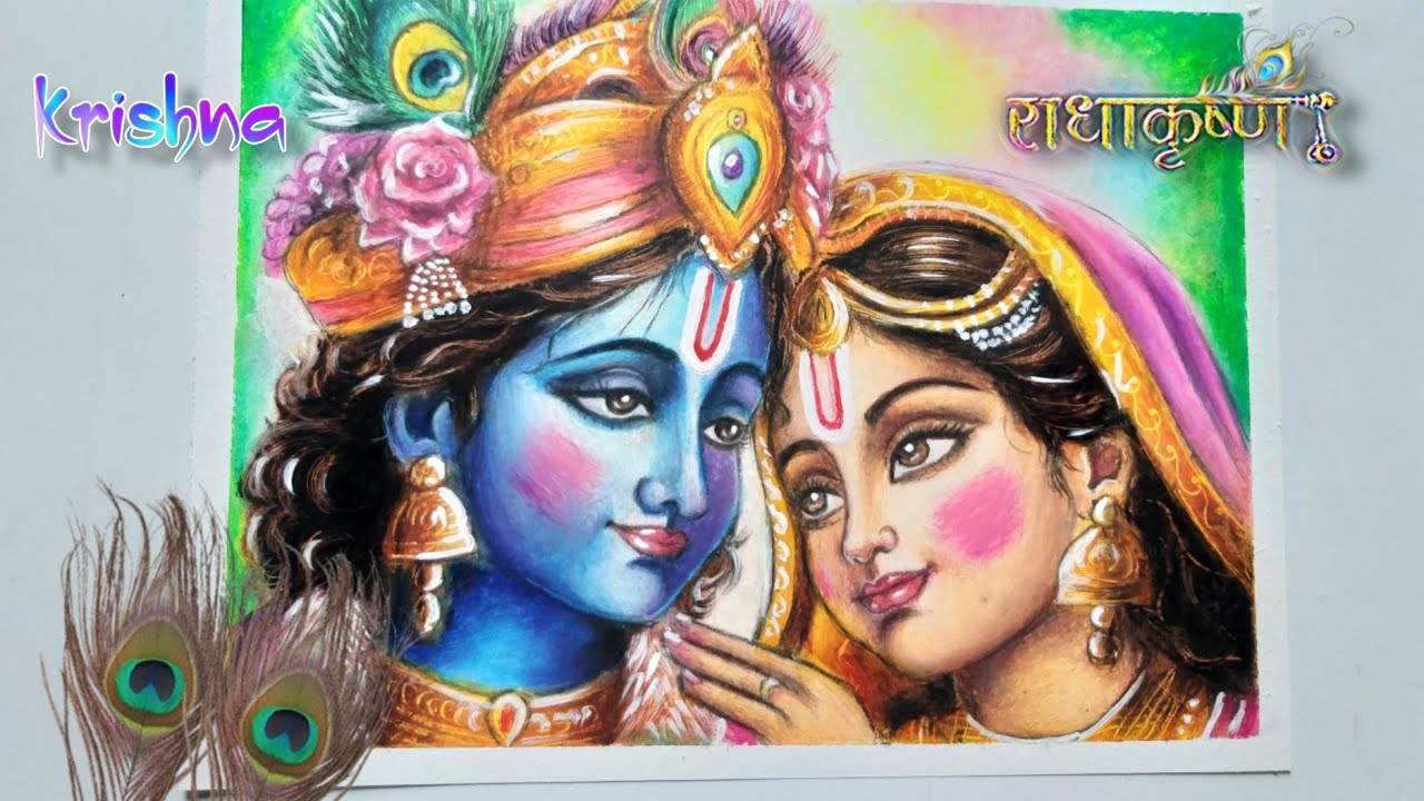 Radha Krishna Playing Holi Drawing, Radha Krishna Drawing, Final Part 🤩