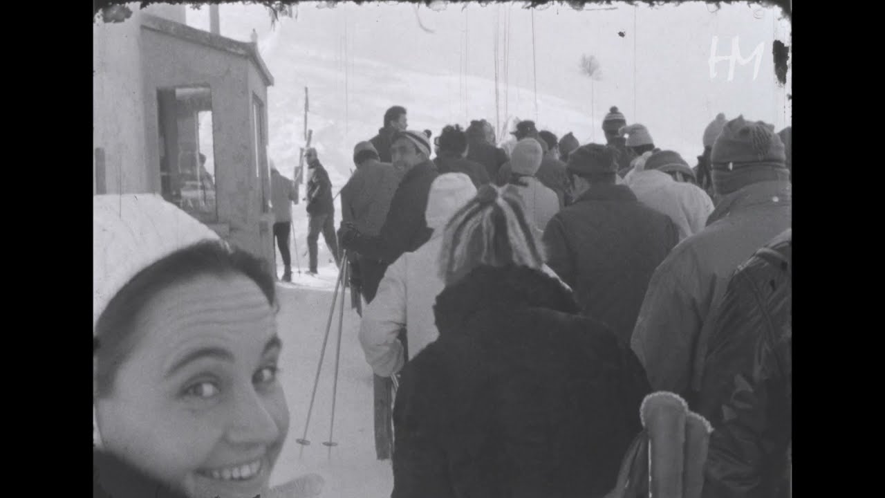 Gita sciistica a Lurisia - anni 60 Pellicola Ferrania 16 mm B&W e Colore.