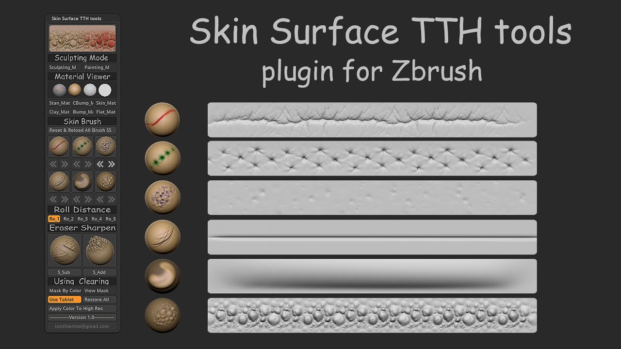 Skin Surface TTH tools plugin for Zbrush Tutorial