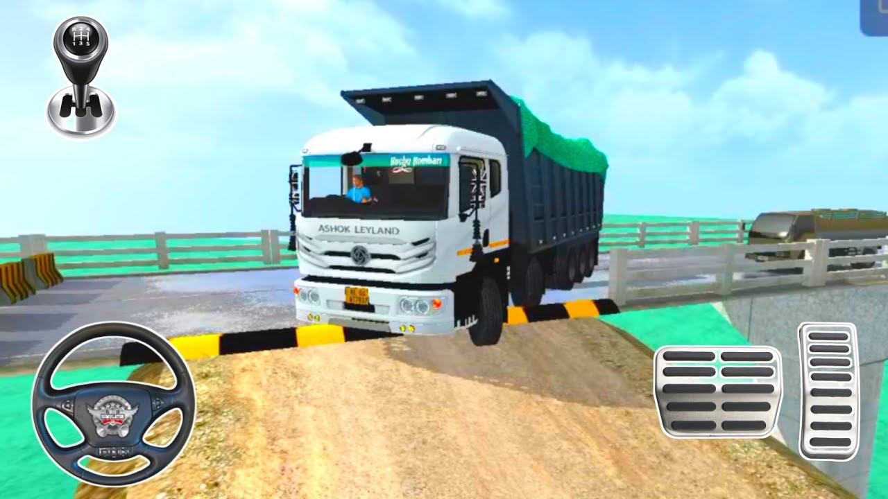💥Ashok Leyland 16 Wheeler Heavy Load Tipper Speed Breaker Test | Bus Simulator Indonesia