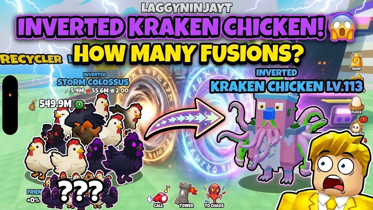I Fused EVERY Inverted Chicken to Get the INVERTED KRAKEN! (Grow a Chicken Fighter)