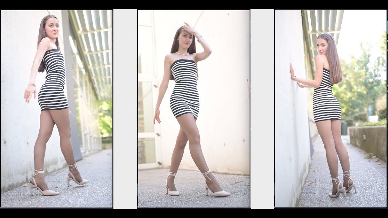 GLAMOUR MODELING EDITORIAL :Pantyhose, Stockings, Tights, Heels, Mini Dress (4K Vertical)