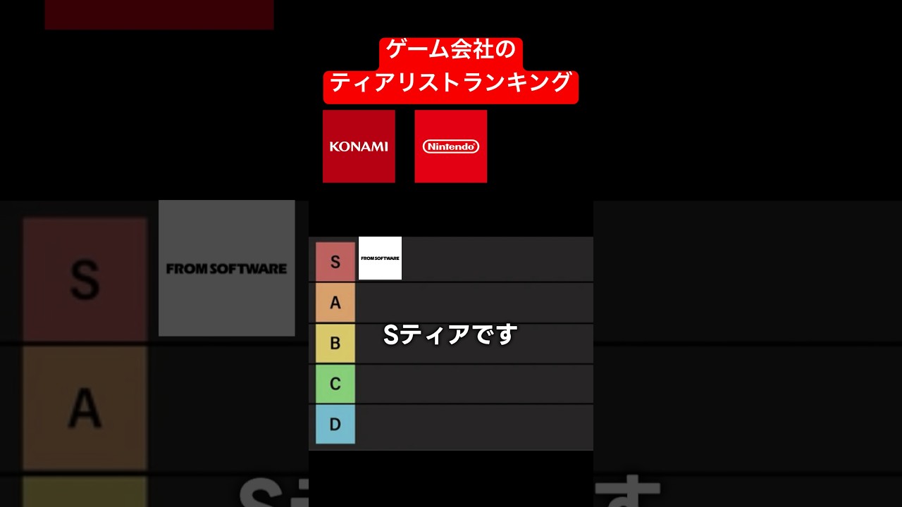 ゲーム会社のティアリストランキング　#フロムソフトウェア #フロムゲー #死にゲー #ゲームレビュー #ゲーム紹介 #おすすめゲーム #任天堂 #konami #コナミ