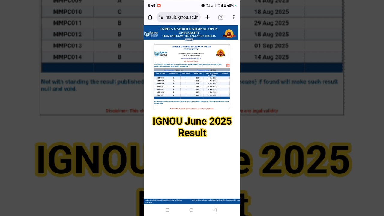 🔥🔥How to check IGNOU June 2025 Result #ignou #ignouresult #shorts #shortsfeed