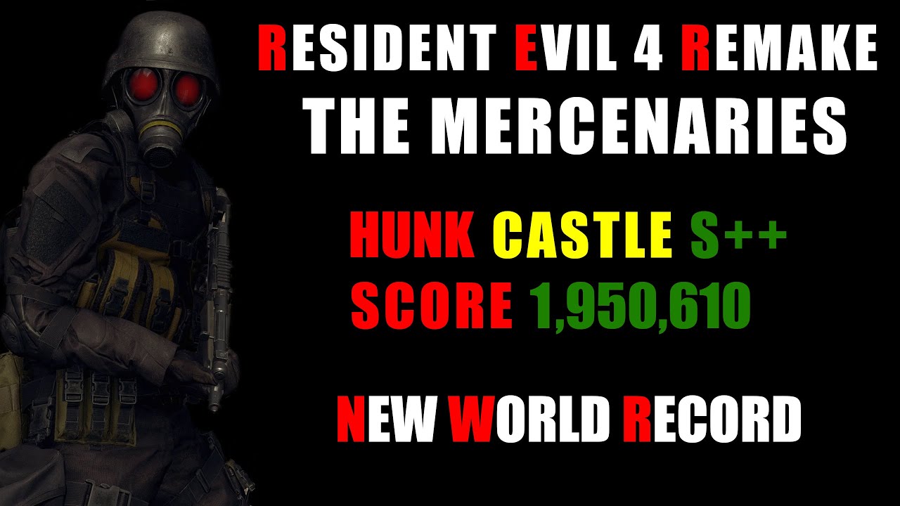 Resident Evil 4 Remake Mercenaries - 1,950,610 HUNK Castle S++ (NEW WR) | World Record Strategy