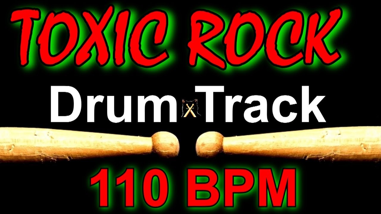 Toxic Rock Drum Track, 110 BPM, Instrumental Drum Beat for Bass Guitar Backing Tracks Beat 🥁 562