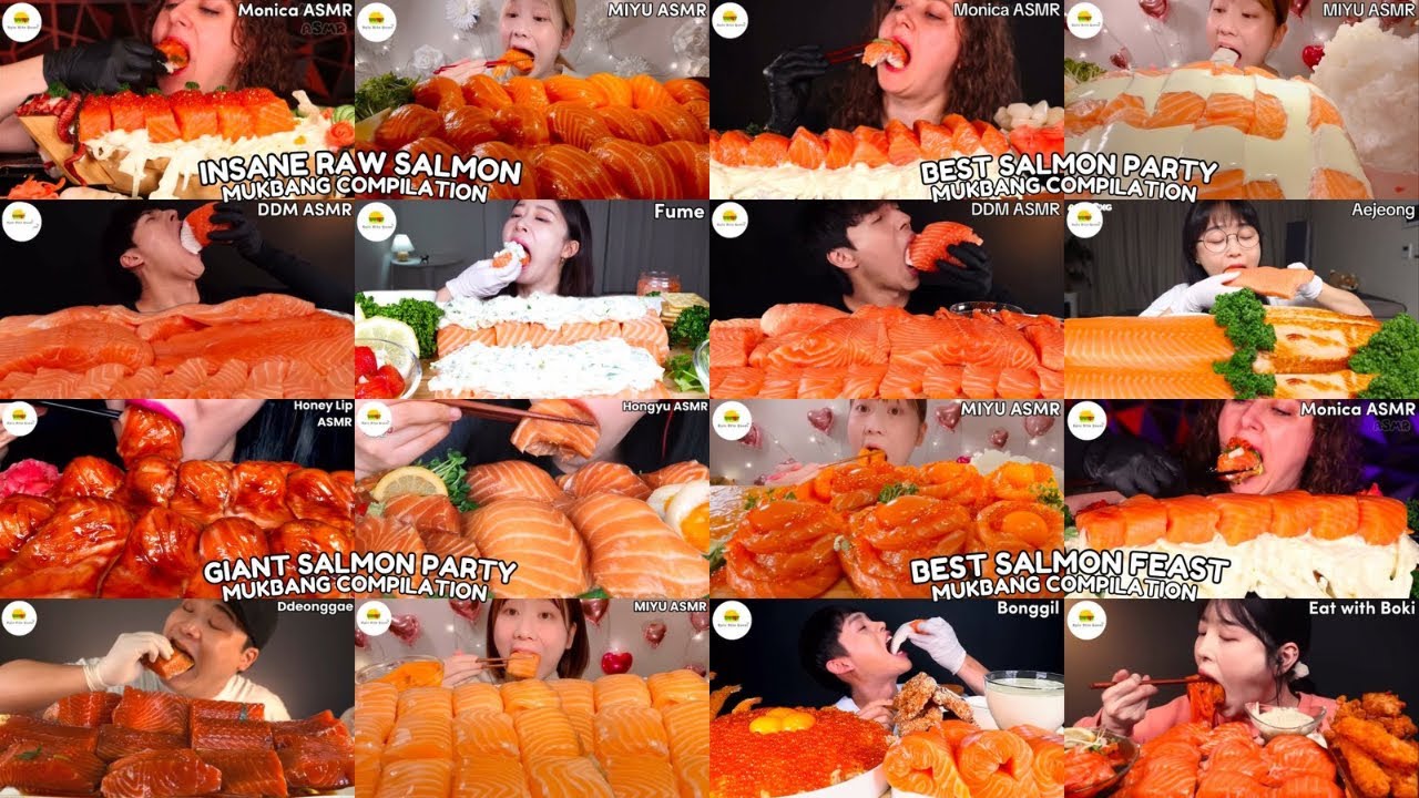 ASMR | 1 HOUR BEST SALMON  MUKBANG COMPILATION |