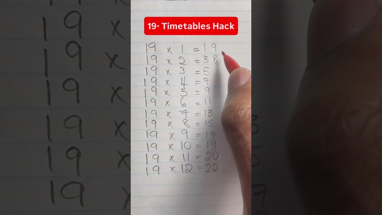 ✅ Here is an easy hack to remember your 19 timetables #timetable #multiplication