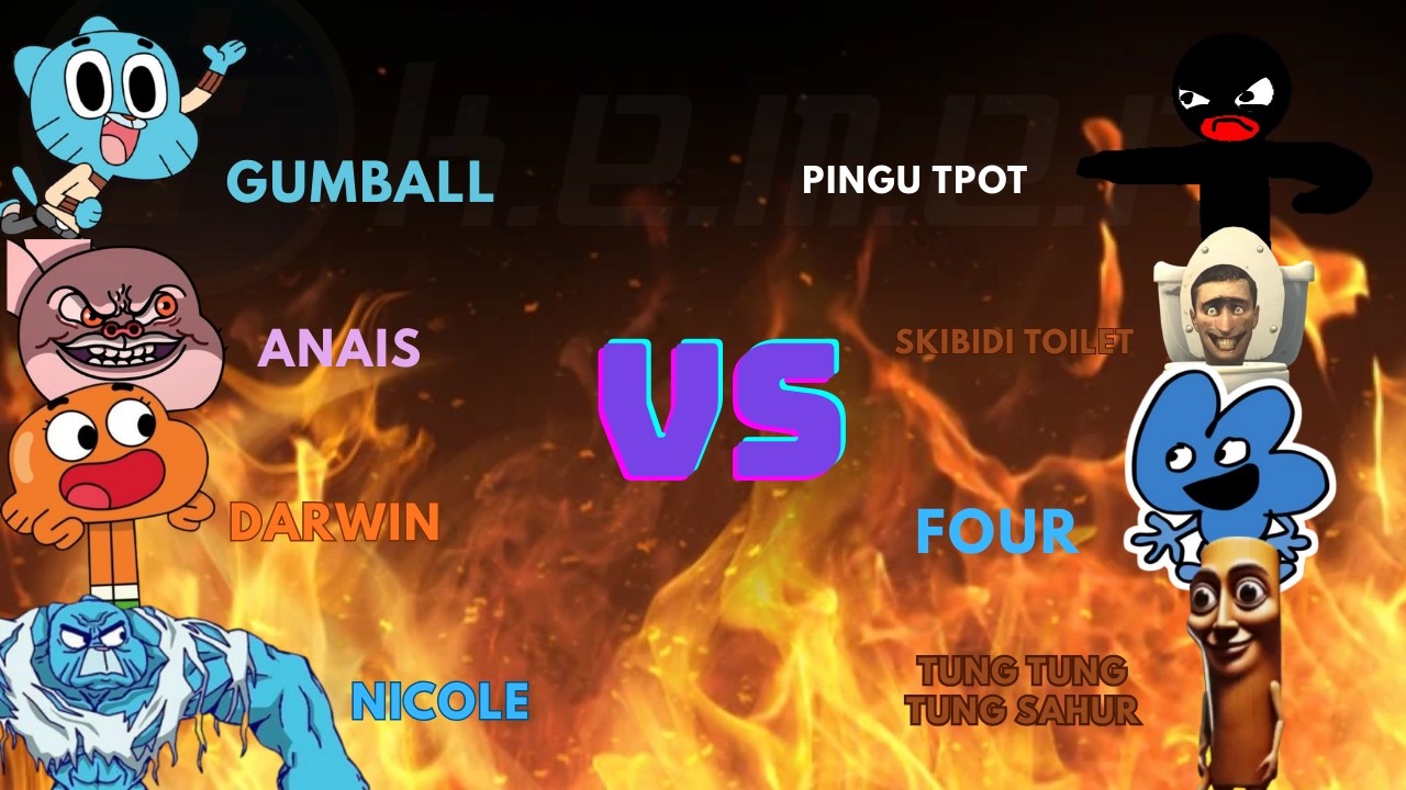 Gumball - Darwin - Anais - Nicole VS Pingu TPOT - Skibidi Toilet - Four - Tung Tung Tung Sahur