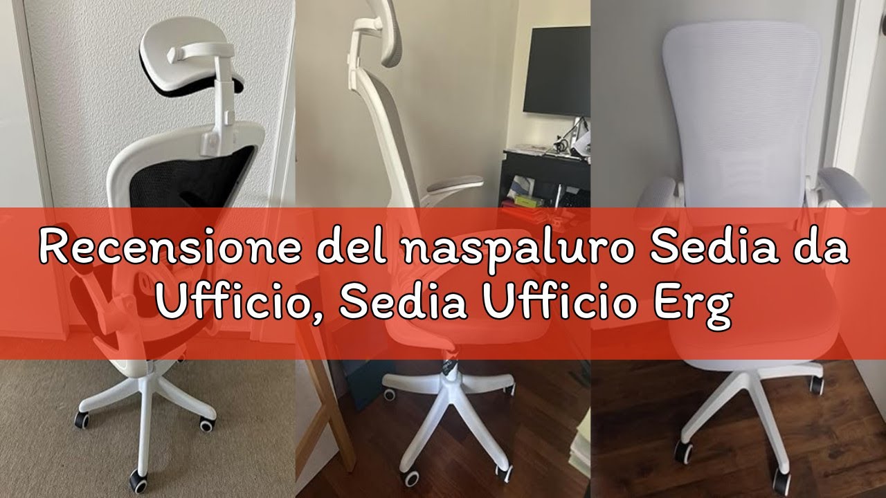 Recensione del naspaluro Sedia da Ufficio, Sedia Ufficio Ergonomica, Poltrona Ufficio con 90° Bracci