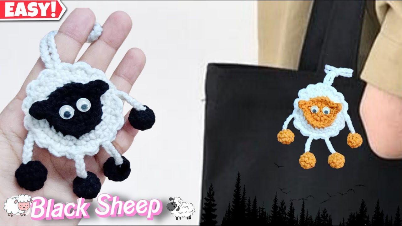 Crochet sheep keychain | Hướng dẫn móc móc khóa cừu dành cho người mới bắt đầu