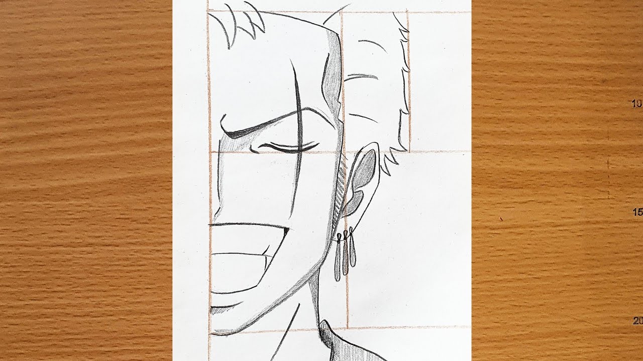 How to draw Zoro from one piece | half face anime drawing step by step