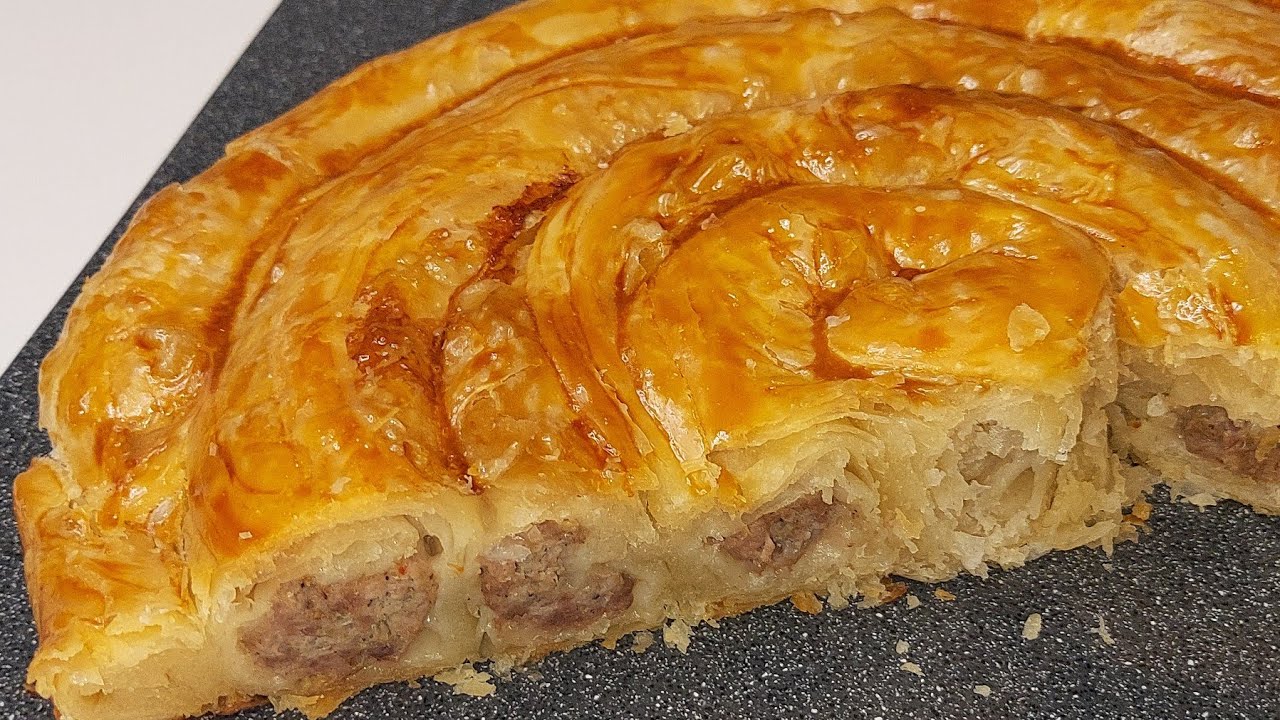 Мясной Пирог УЛИТКА ИЗ СЛОЁНОГО ТЕСТА! Мясной Пирог Который Хочется ЕЩЁ! Просто и Вкусно!