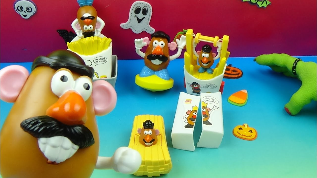 1998 BURGER KING'S MR  POTATO HEAD KIDS' CLUB MEAL SET OF 5 TOYS VIDEO REVIEW