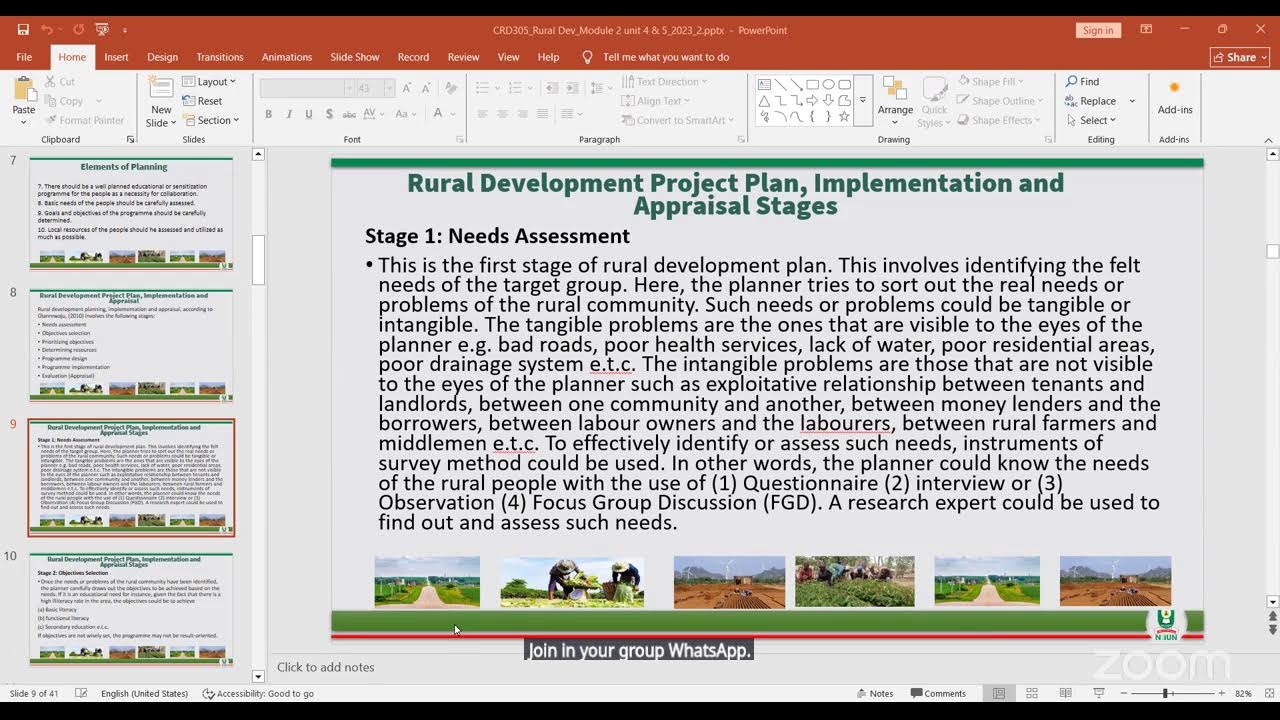 Planning, Implementation, Appraisal and Financing of Rural Development Projects, Live Session