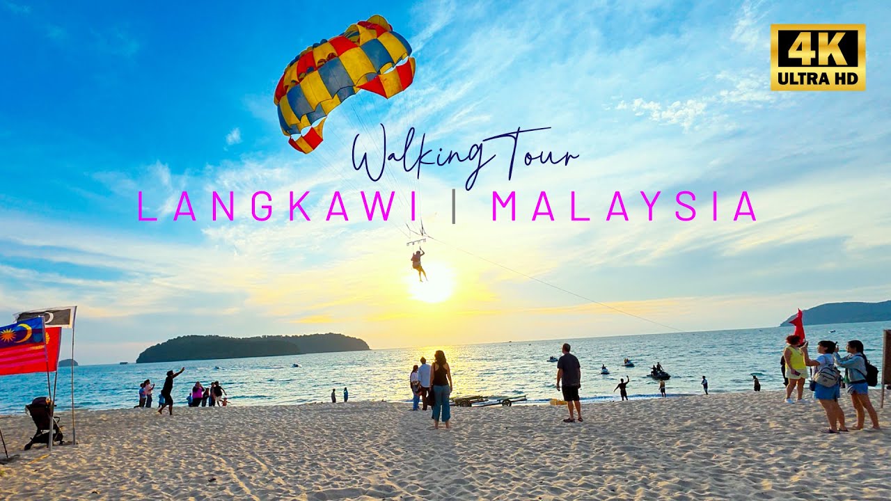Langkawi Island Malaysia Walking Tour 2026 | Pantai Cenang Beach Sunset & Street Walk 4K