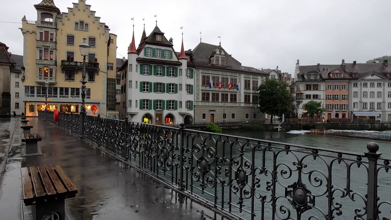 Light Rainfall Walk In Luzern(4K) 🎧