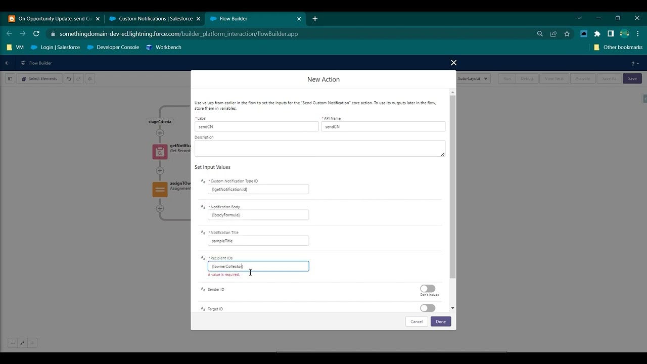 On Opportunity Update, send Custom Notification using Flow #inSalesforce