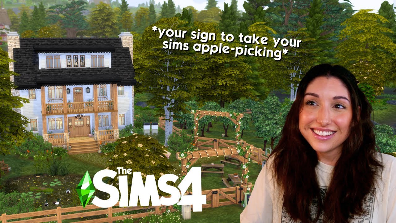 i built an apple-picking farm in the Sims 4 🍎🍂