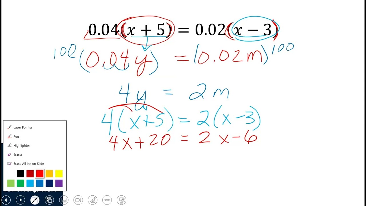 Solve Equations by Eliminating Decimals
