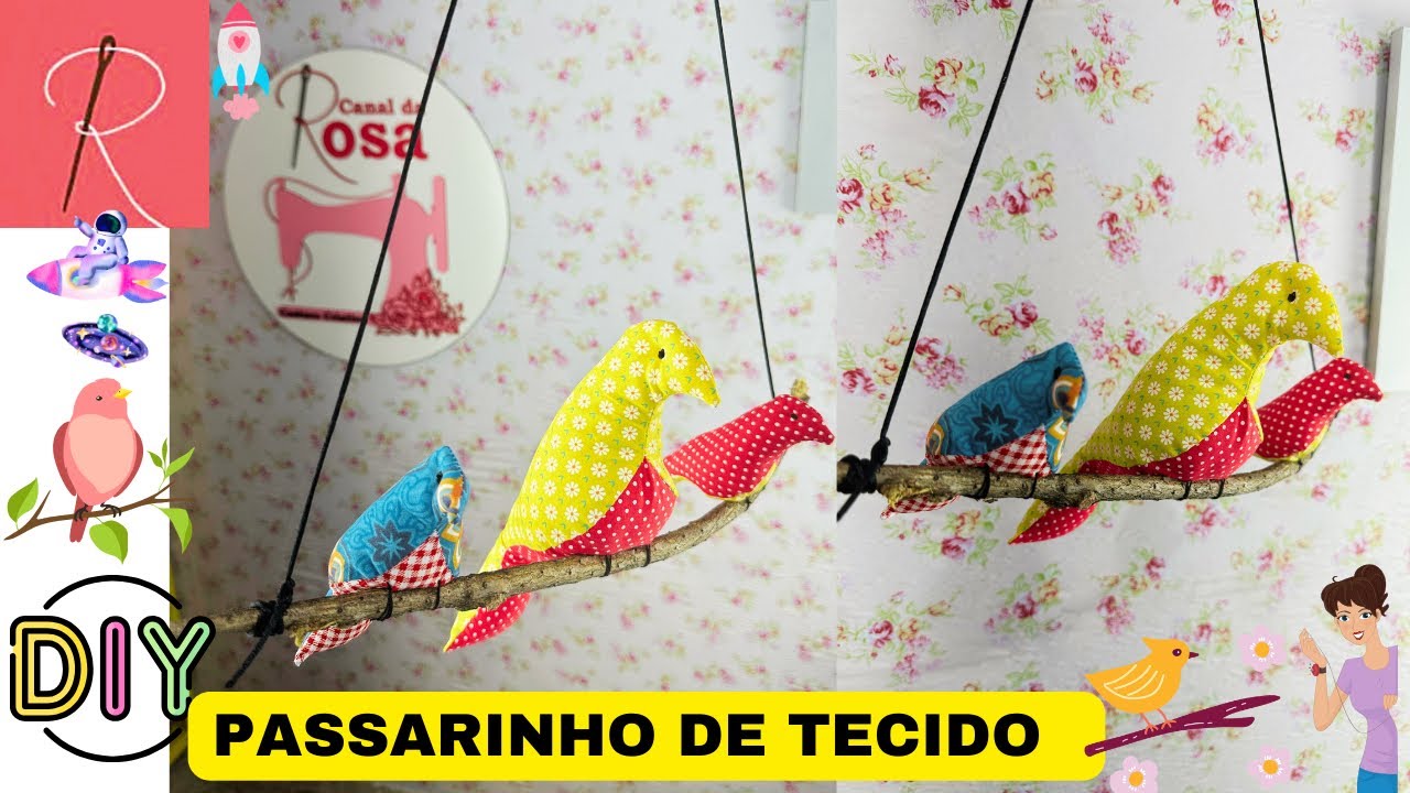 COMO FAZER PASSARINHO DE TECIDO 🌟 MOBILE DE PASSARINHOS 🌟 COSTURA CRIATIVA