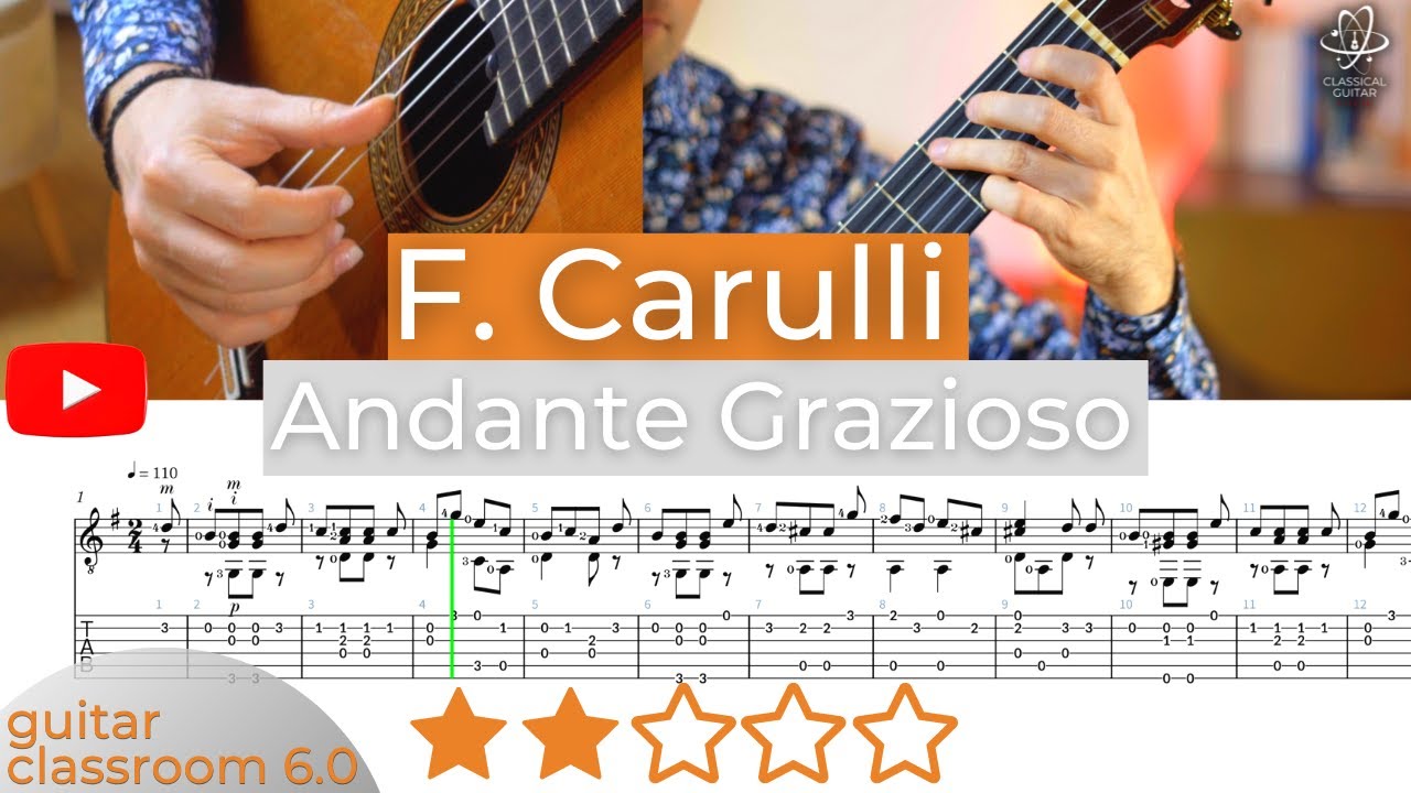 F. Carulli: Andante Grazioso Free Classical Guitar Sheet Music & TAB