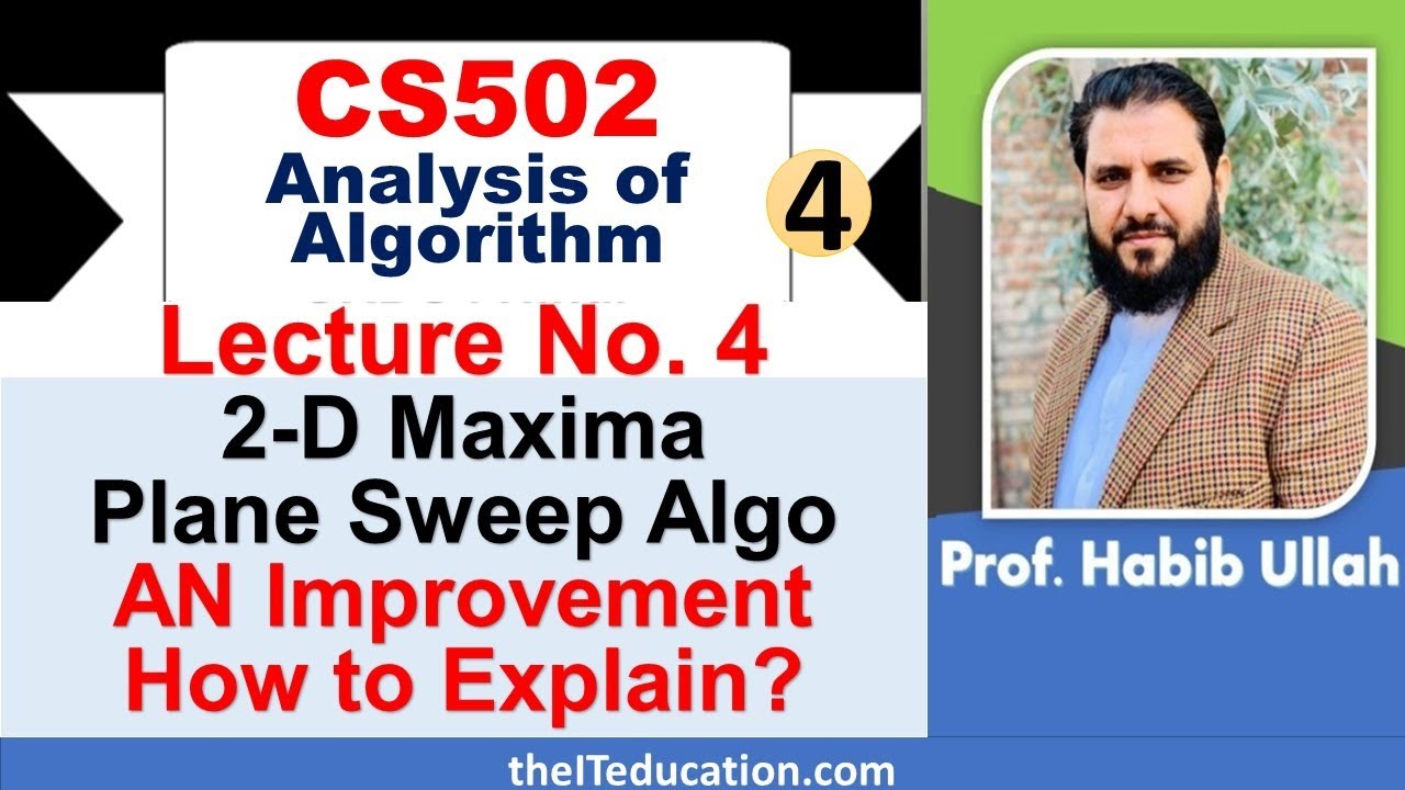 cs502 Short Lectures 4 | Running time Analysis of Plane Sweep Maxima Algorithm