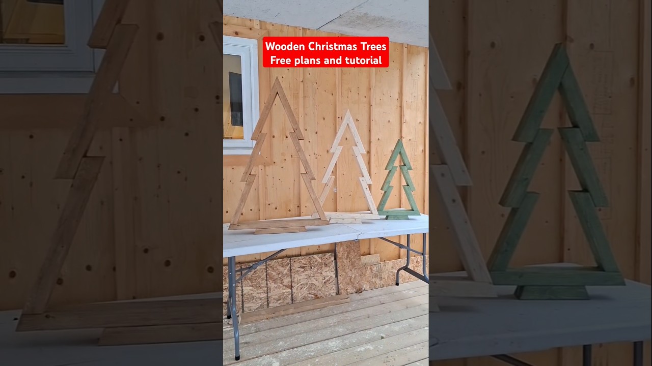 Free Plans & build tutorial - Wooden Christmas Trees #christmasdecor #woodworking #diyprojects #DIY