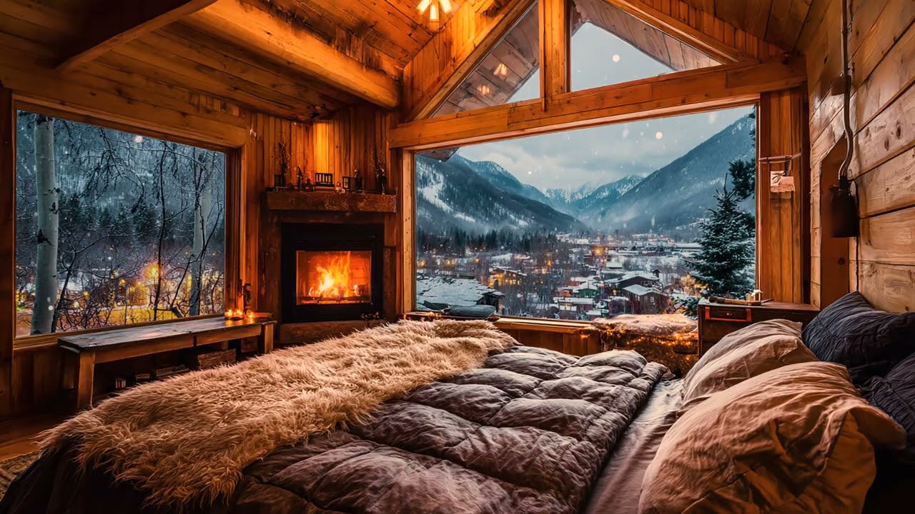 Deep Sleep with Cozy Winter Ambience | Snow Storm and Fireplace Sounds for Ultimate Relaxation
