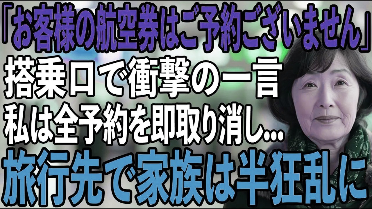 「お客様の航空券はご予約ございません」家族旅行で私を空港に置き去り義両親だけ連れる息子夫婦。私は静かにその場を去った→直後、旅行先で2人は地獄を見る結果に...【シニアライフ】【60代以上の方へ】
