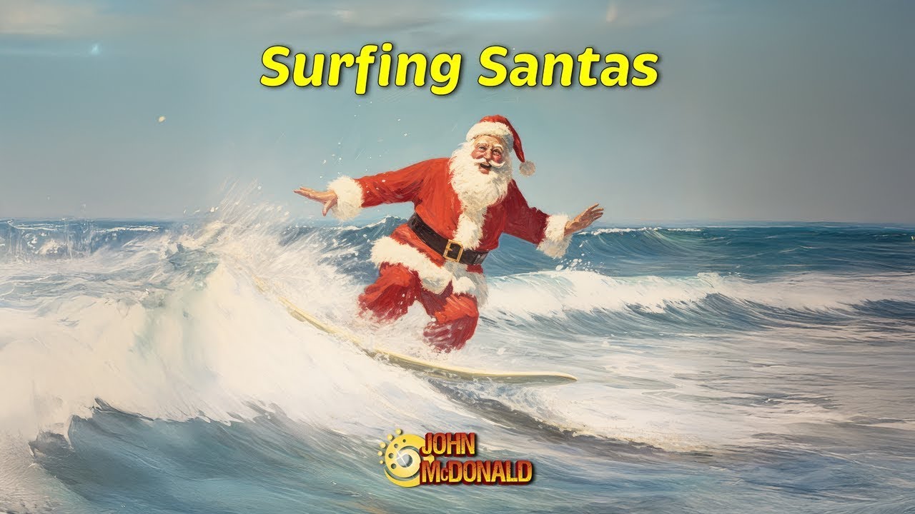 Surfing Santas on Christmas Eve! | John McDonald |  Festive Fun in Cocoa Beach 🎅🌊🎶