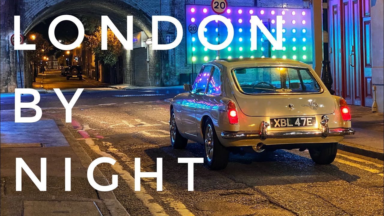 London by Night in an MGB GT
