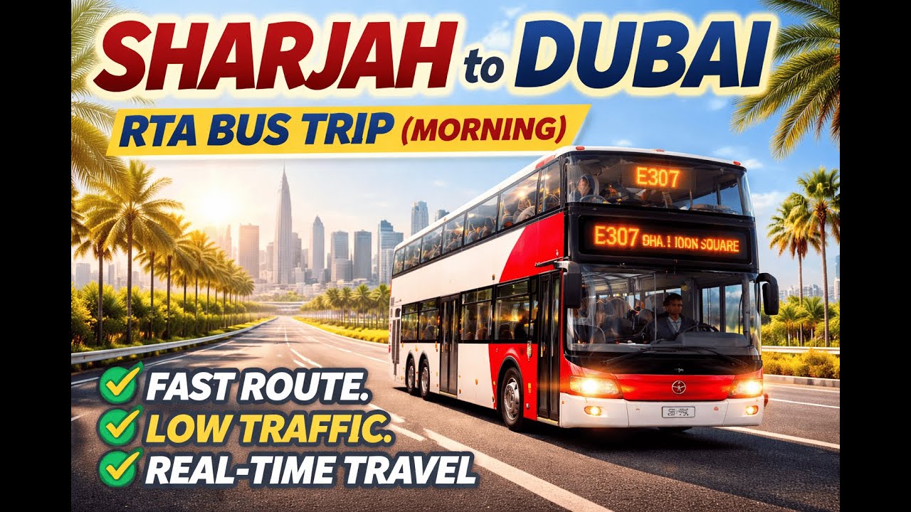 Sharjah to Dubai RTA Bus Trip (Morning) | Fast Route, Low Traffic, Real-Time Travel