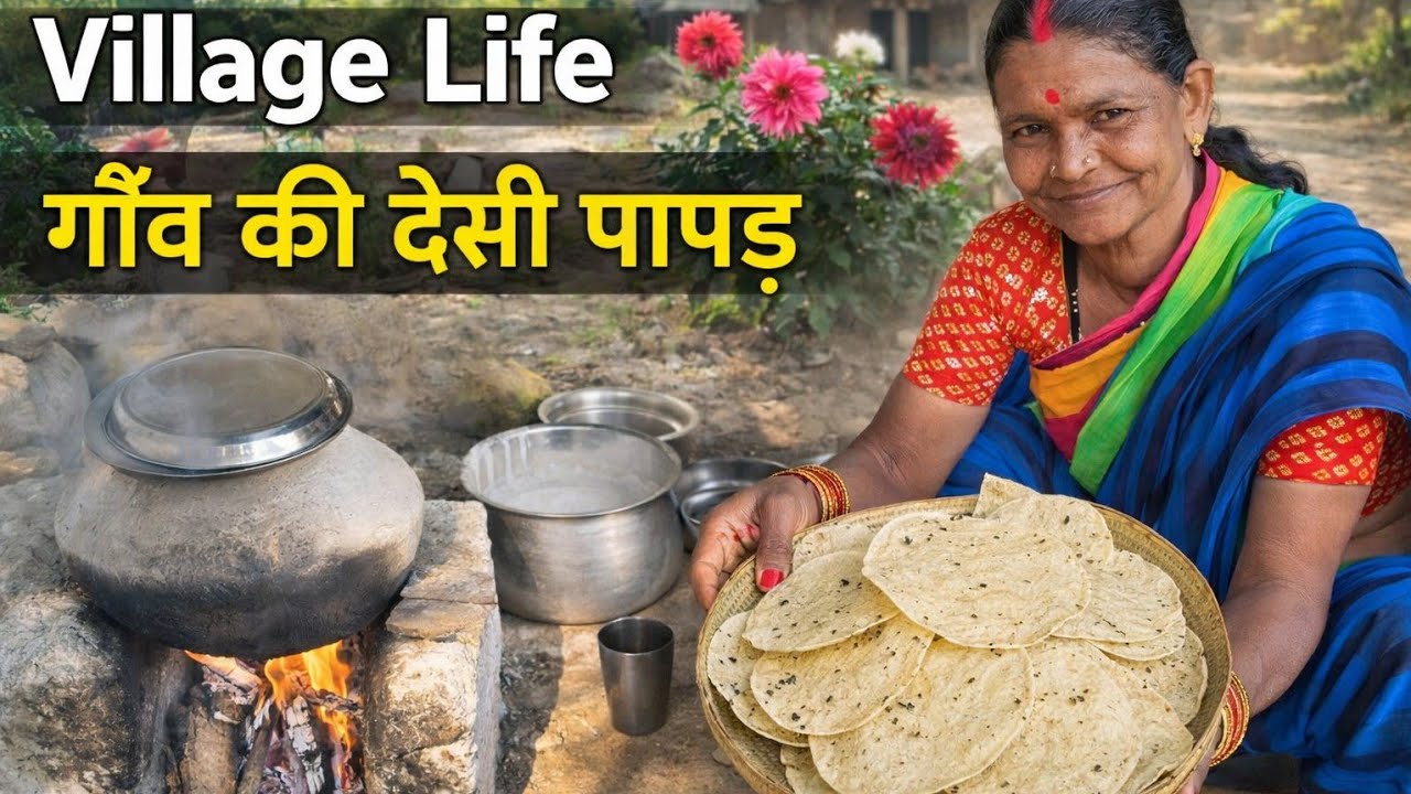 Chulhe Par Bani Gaon Ki Papad 🔥| Real Village Life|Village Life in India🌿| Gaon Ki Desi Papad Banane