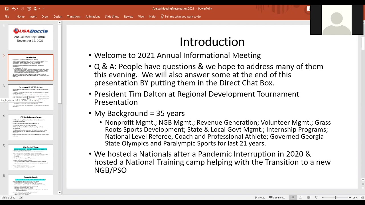 USA Boccia Annual Virtual Membership Meeting