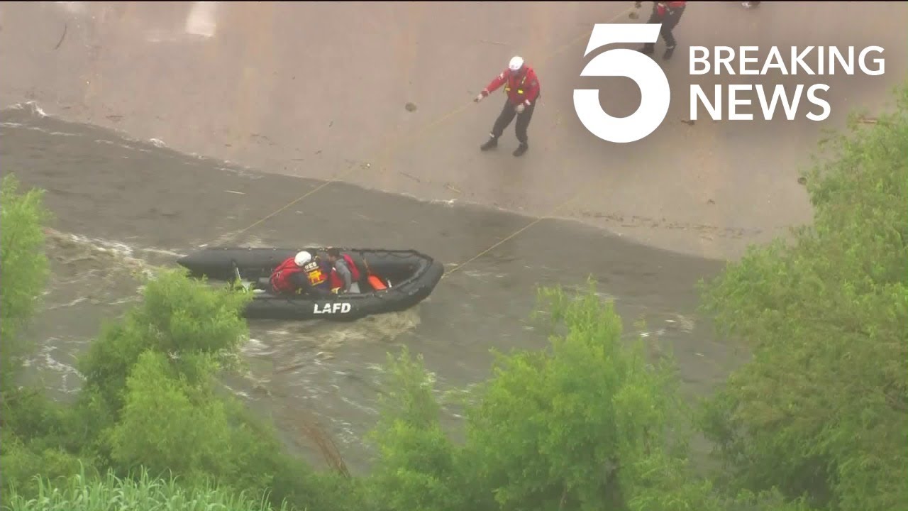 LAFD Crews Make Swift-Water Rescue in L.A. River During Storm
