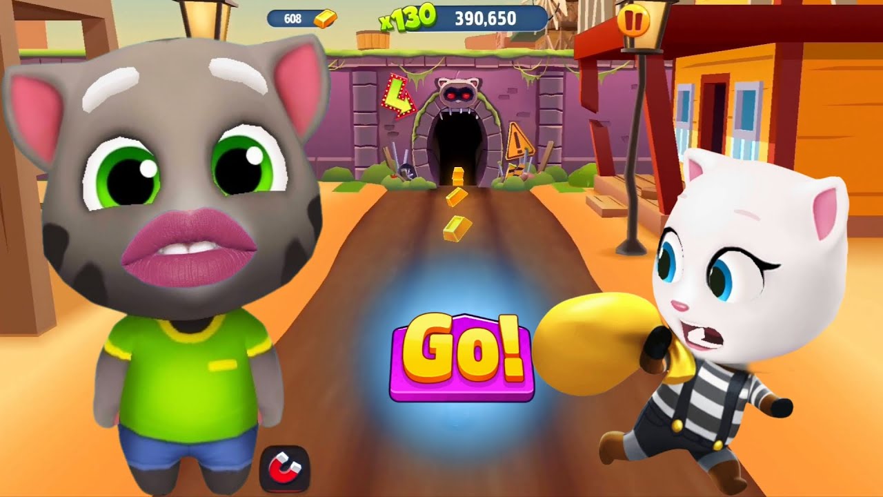 Talking Tom Gold Run Desert Level 130 - Tom Tom vs Angela the Raccoon - Fullscreen