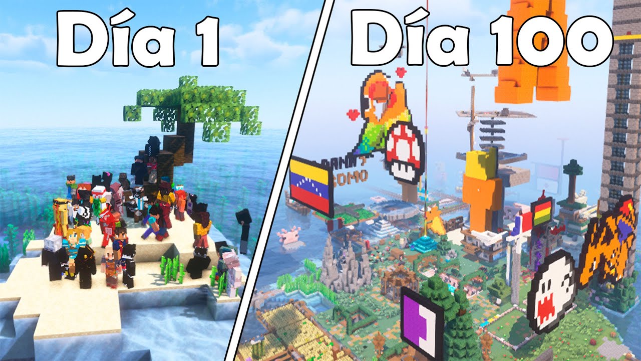 100 D&Iacute;AS en UNA ISLA con 100 SUSCRIPTORES en Minecraft