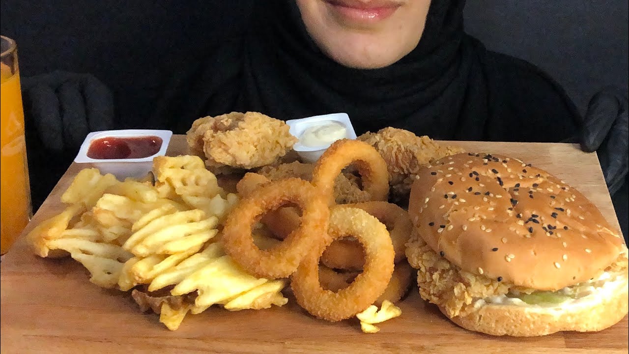 ASMR POPEYES | HAMBURGER ASMR | TÜRKÇE ASMR | EATING SOUNDS | Alt yazı 🥰